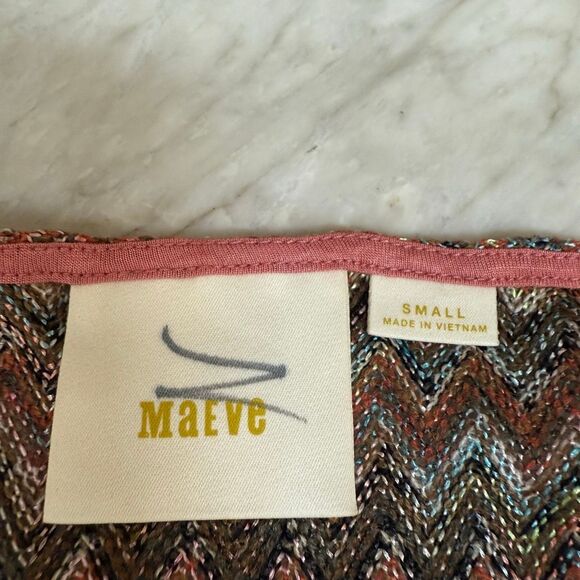 Anthropologie Maeve Westwater Chevron Knit Dress Brown Pink Motif size S - Picture 5 of 8